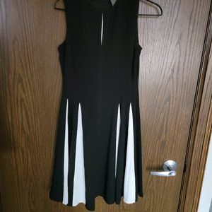 Gorgeous Taylor Pleated Peekaboo Black and White Party Dress Size 2